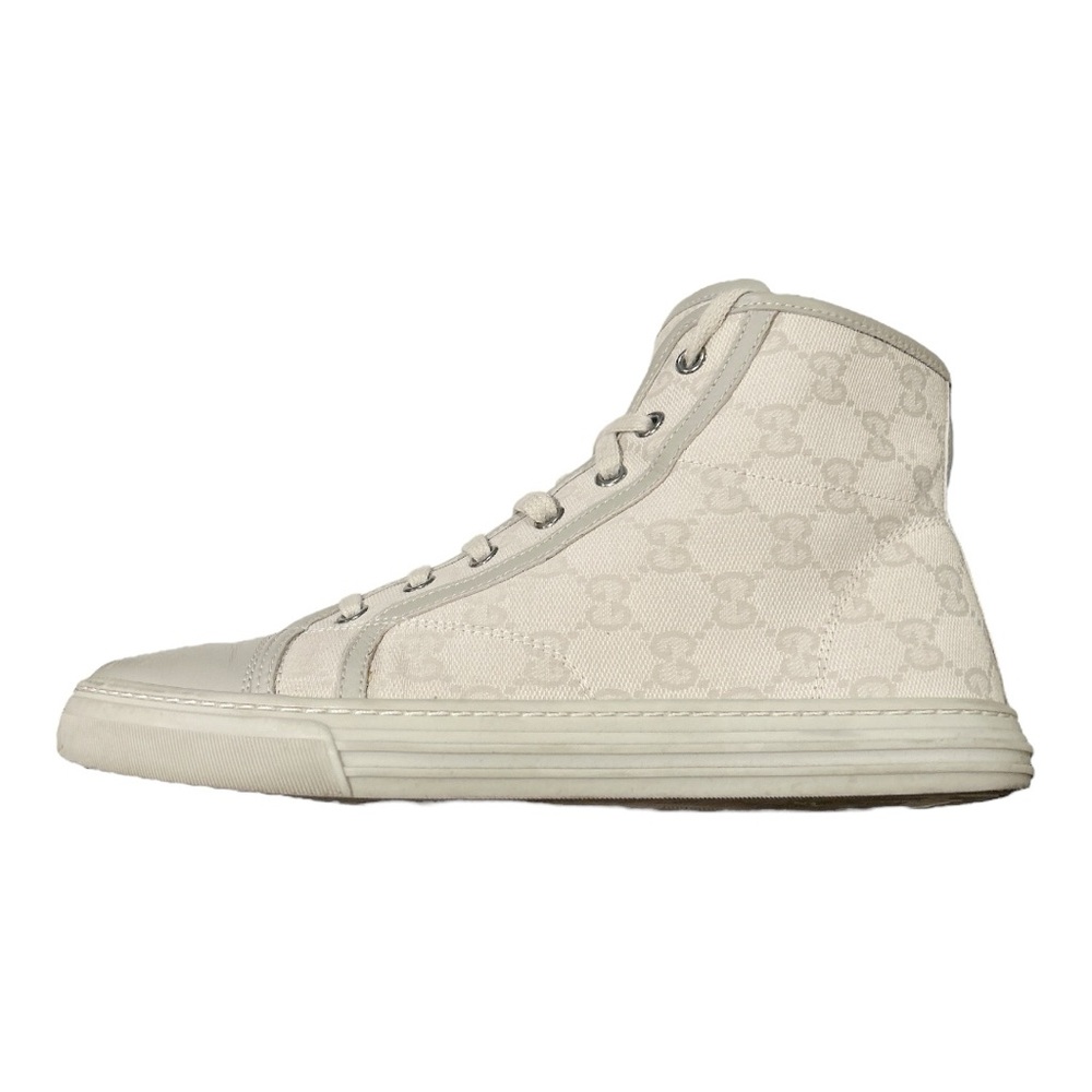 Gucci Brooklyn GG High Top Sneakers White Gray Monogram EU 37.5 US 7.5 Cap Toe - Picture 7 of 13